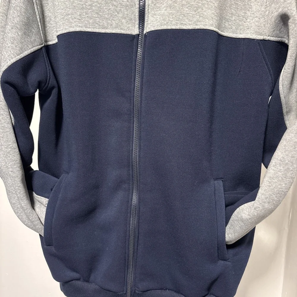 Victory Outfitters men L fleece jacket Blue & Gray full zip high neck soft shell